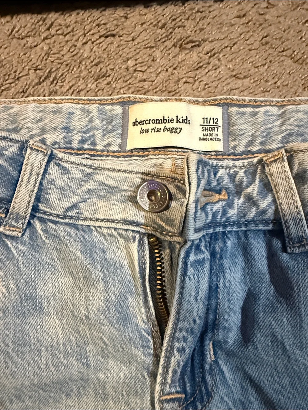 abercrombie kids light blue low rise baggy jeans